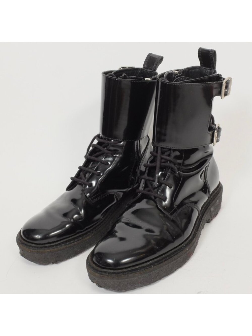 BALMAIN x H&M boots 42 US 9 patent leather ankle straps